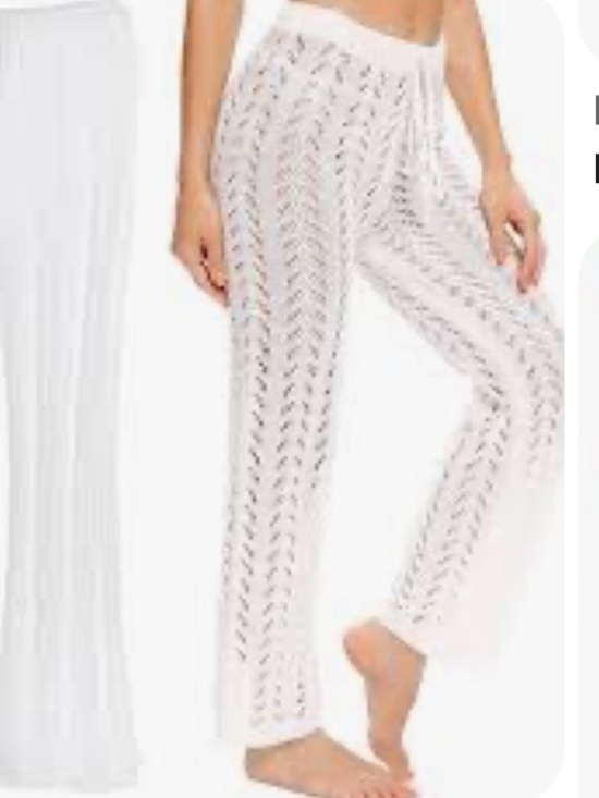 Fashion cloths Pants - White Crochet Knit Flared Pants